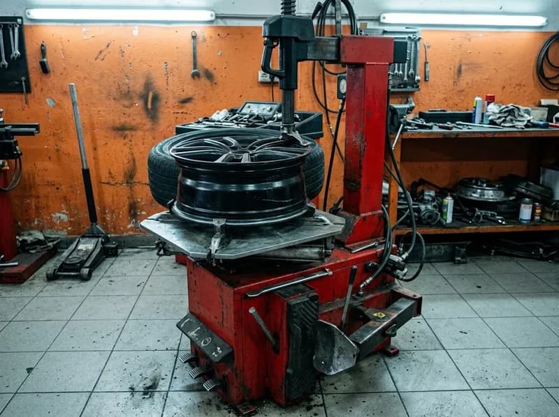 Máquina desmontadora com uma roda montada